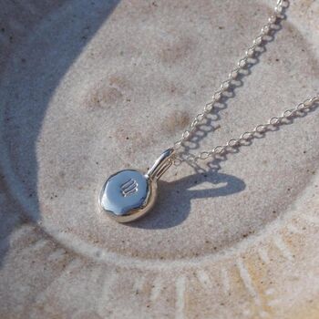 Personalised Hand Stamped Zodiac Molten Pebble Necklace, 4 of 11