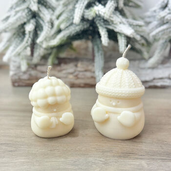 Two Cute Snowman Christmas Candles And Festive Decor, 4 of 11