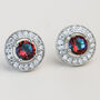 Silver Colour Colourful Crystal Circle Stud Earrings, thumbnail 3 of 3