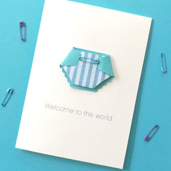 New Baby Boy Or Girl Stripe Nappy Card, 4 of 12