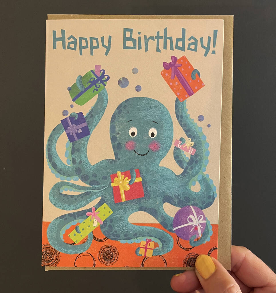 Cute Octopus Birthday Card By Rocket 68