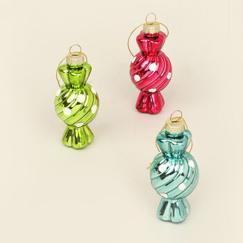 G Decor Set Of Three Glass Wrapped Sweets Decorations, 2 of 6