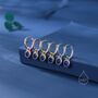 Sterling Silver Sapphire Blue Cz Huggie Hoop Earrings With Sleeper Hoops, thumbnail 6 of 12