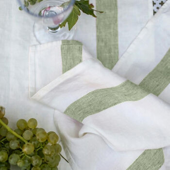 Olive Stripe Linen Table Runner, 3 of 3