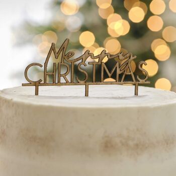 Wooden Merry Christmas Cake Topper, 2 of 3