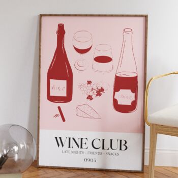 Wine Club Print Drink Wall Art, 7 of 7