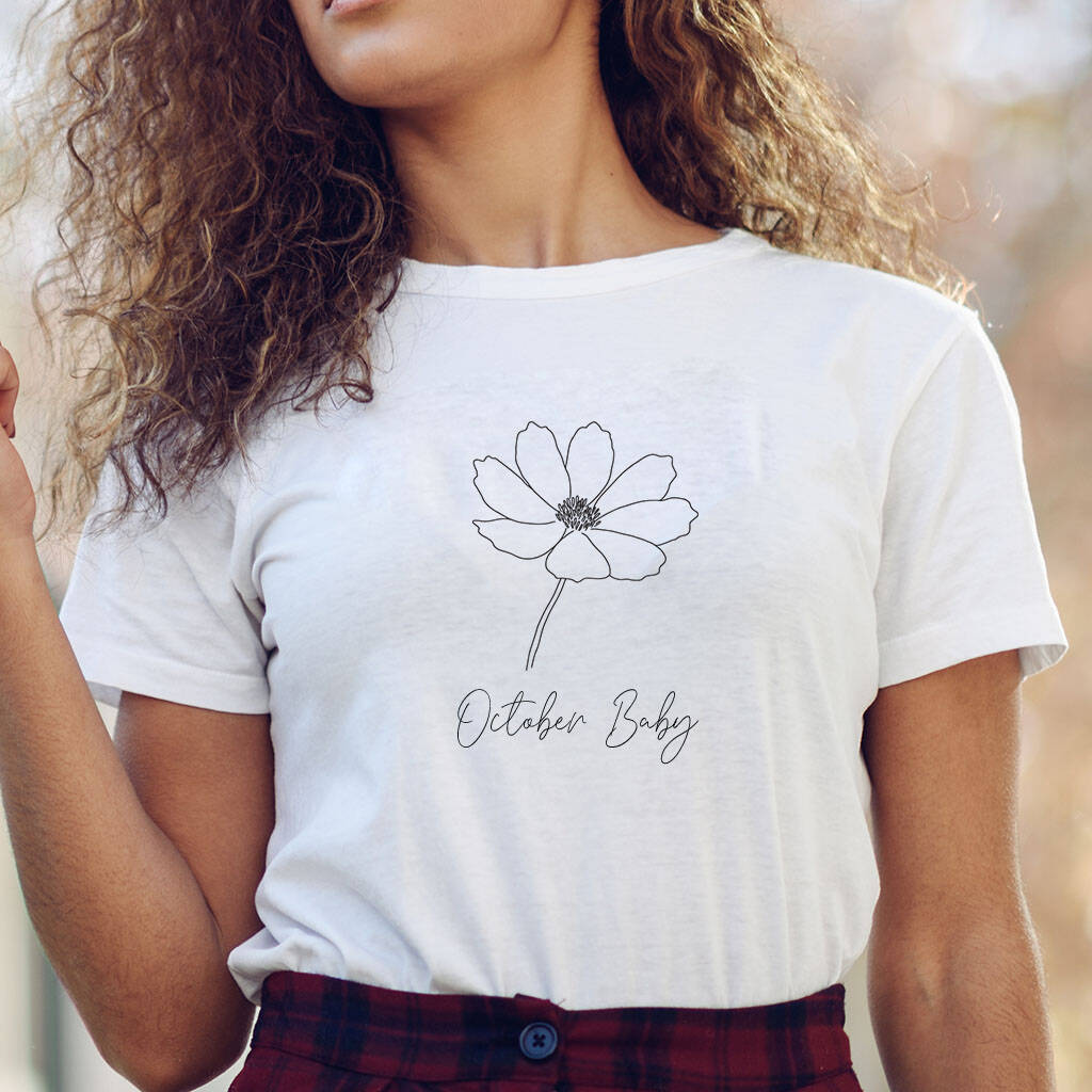 Personalised Organic Cotton Birth Flower T Shirt By Dibor ...