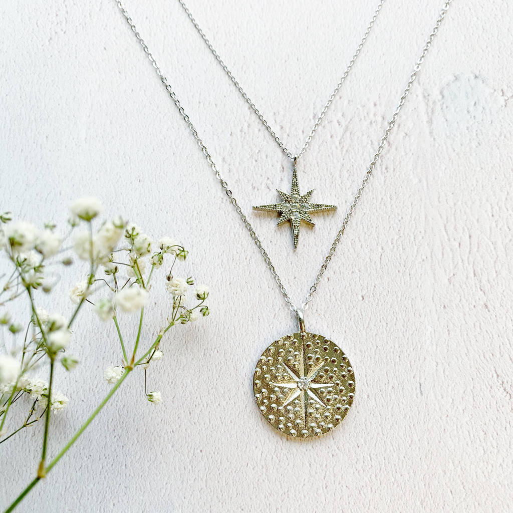 Personalised Layered North Star And Disc Necklace Set By Eclectic