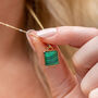 Square Yellow Gold Plated Malachite Necklace, thumbnail 1 of 11