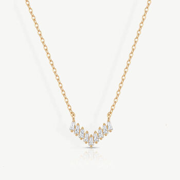 Silver Or Gold Baguette Chevron Necklace, Women's Christmas Jewellery Gift For Her, 3 of 6