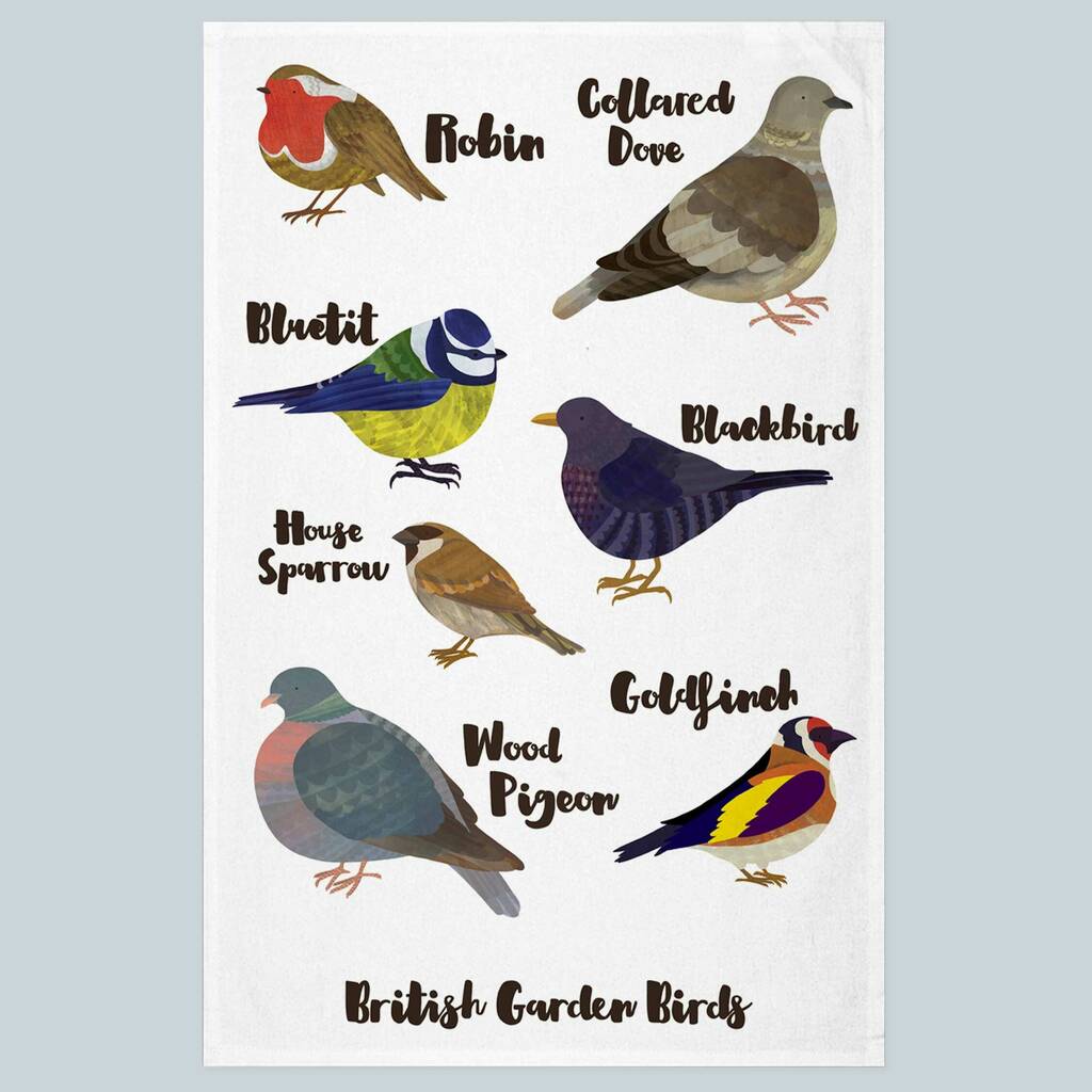 British Garden Birds Tea Towel By Lauren Radley LTD ...