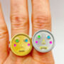 Statement Ring With Cute Robot Faces In Gold Or Silver, thumbnail 8 of 10