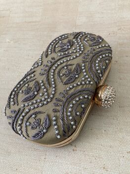 Gold Handcrafted Oval Clutch Bag, 5 of 5