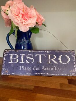 40cm Blue French Bistro Metal Sign Vintage Wall Plaque, 5 of 5