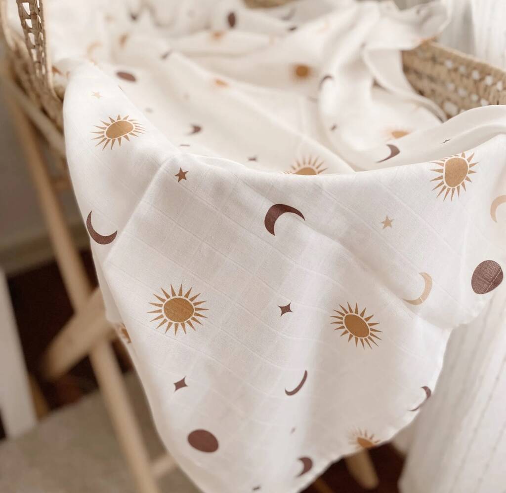 Sun And Moon Muslin Swaddle, 1 of 3