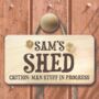 Caution: Man Stuff Personalised Wooden Sign, thumbnail 1 of 2