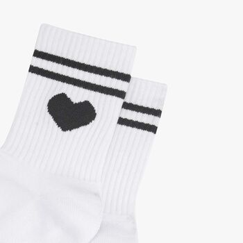 Love Heart Sporty Ribbed Cotton Ankle Socks Women's White, 2 of 3