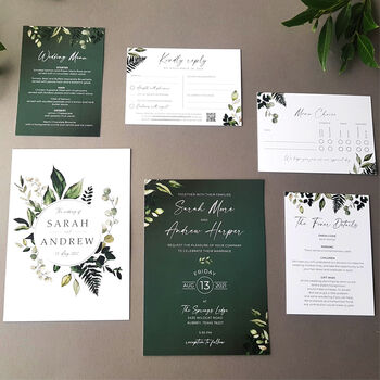Greenery Wedding Invitations With Inserts Sample, 4 of 6