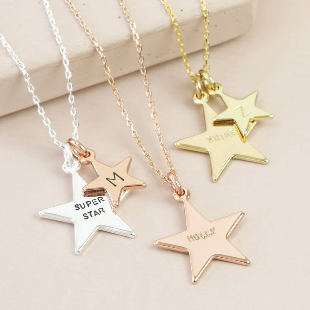Personalised Double Star Charm Necklace By Lisa Angel ...