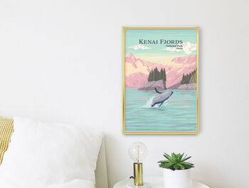 Kenai Fjords National Park USA Travel Poster Art Print, 2 of 8