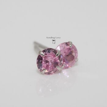 Sterling Silver Birthstone Stud Earrings For Her October Birthstone Earrings Gift, 4 of 7
