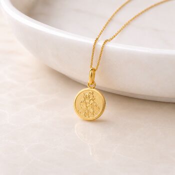 Tiny Personalised Gold Plated Sterling Silver St Christopher Pendant Necklace, 4 of 7