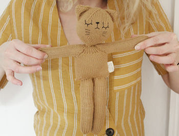 Dijon The Hand Knitted Cat Grey/Mustard, 6 of 8