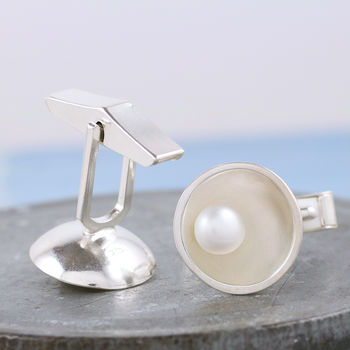 Pearl Cufflinks. 30th Anniversary Gift For Him, 3 of 12