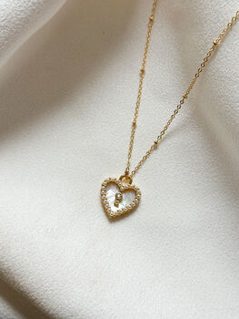 Mother Of Pearl Heart Lock Necklace, 2 of 4