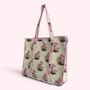 Pink And Green Stripe And Floral Cotton Quilted Tote Bag, thumbnail 3 of 5