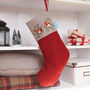 Embroidered Robin And Mistletoe Christmas Stocking, thumbnail 4 of 5
