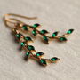 Emerald Green Leaf Branch Earrings, thumbnail 3 of 9