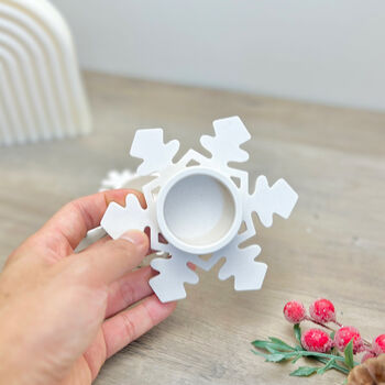 White Snowflake Christmas Candle And Tealight Holder, 8 of 8