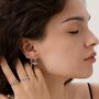 Oxidised Finish Dinosaur Fossil Stud Earrings In Sterling Silver, T Rex Or Triceratops Skull, thumbnail 7 of 12