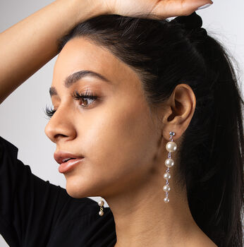 Long Pearl Drop Earrings, 2 of 2