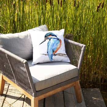 Inky Kingfisher Outdoor Cushion For Garden Furniture, 6 of 9