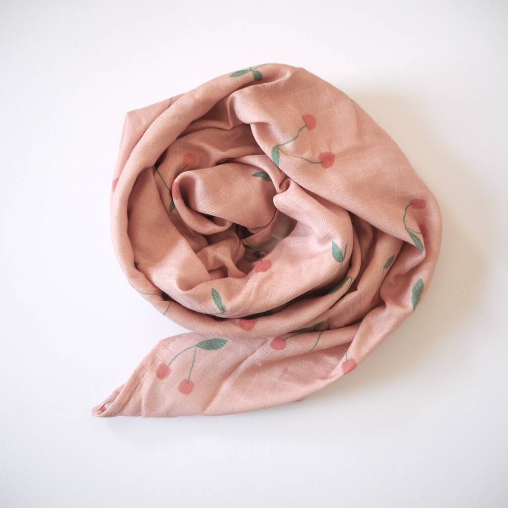 Cherries Print Illustrated Swaddle, 1 of 2