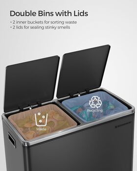 Dual Recycling Bin With Soft Close Lids, 5 of 12