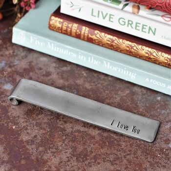 Personalised 11th Anniversary Gift, Steel Scroll Bookmark, 3 of 10