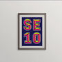 Se10 London Postcode Neon Typography Print, thumbnail 2 of 4