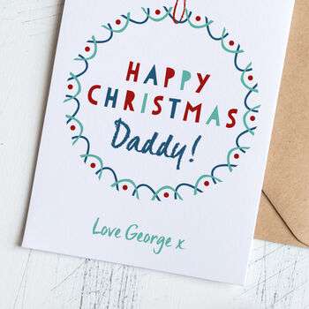Personalised Daddy Christmas Card With Garland, 3 of 3