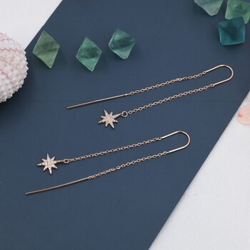Starburst Threader Earrings In Sterling Silver, 3 of 9