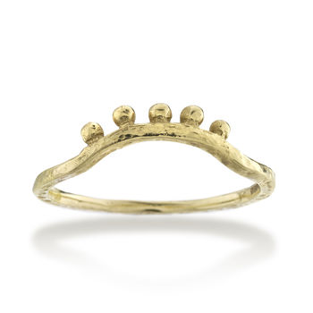 Hammered Curved Ring With Bobs In 18ct Gold, 2 of 7