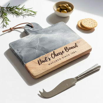 Personalised Marble And Acacia 'Birthday' Cheese Board, 2 of 6