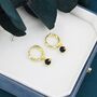 Sterling Silver 4mm Black Onyx Hoop Earrings, thumbnail 5 of 10