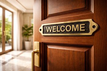 Custom Solid Brass Welcome Plaque With Black Finish, 6 of 7