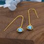 Sterling Silver Blue Opal Planet Threader Earrings, thumbnail 5 of 11
