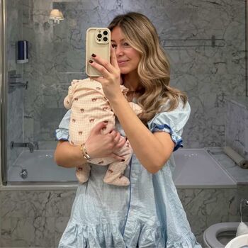 The Bonnie Ruffle Sleep Set Sky Gingham, 6 of 6
