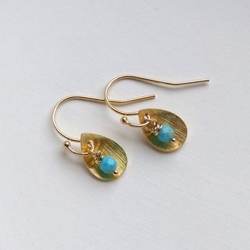 Brushed Drop And Turquoise Earrings, 3 of 6