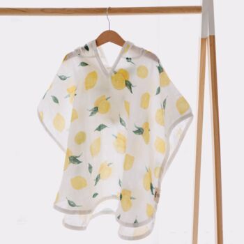 Baby Muslin Hooded Cape Poncho Lemon Baby Gift, 9 of 11